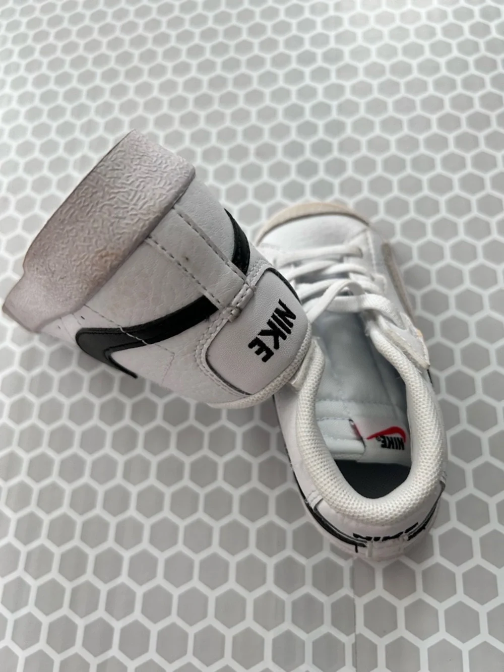 Nike Kids White and Black High-Top Sneakers. Size 7C
